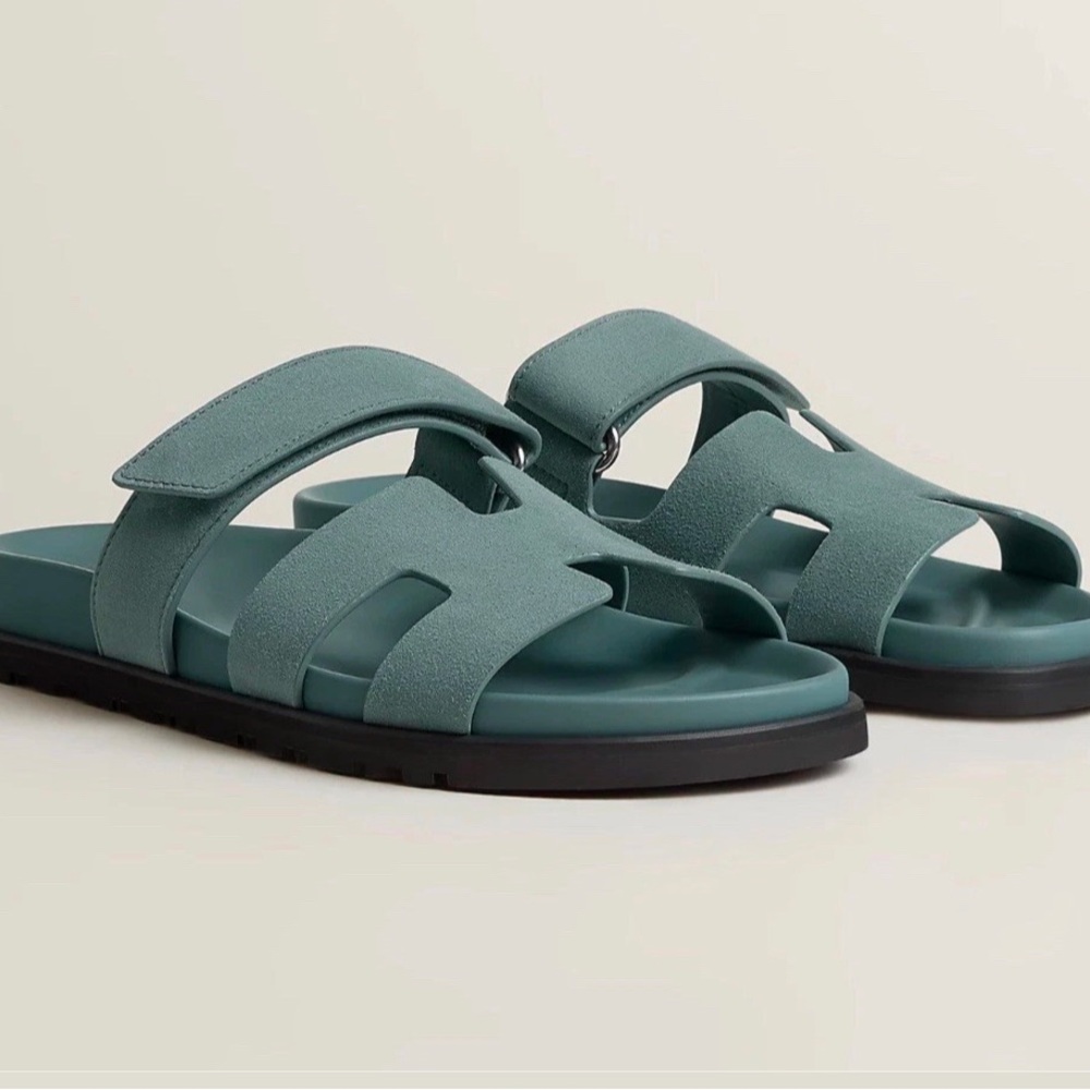 NIB HERMÈS Bleu Tonnerre Suede Women’s Chypre Sandals